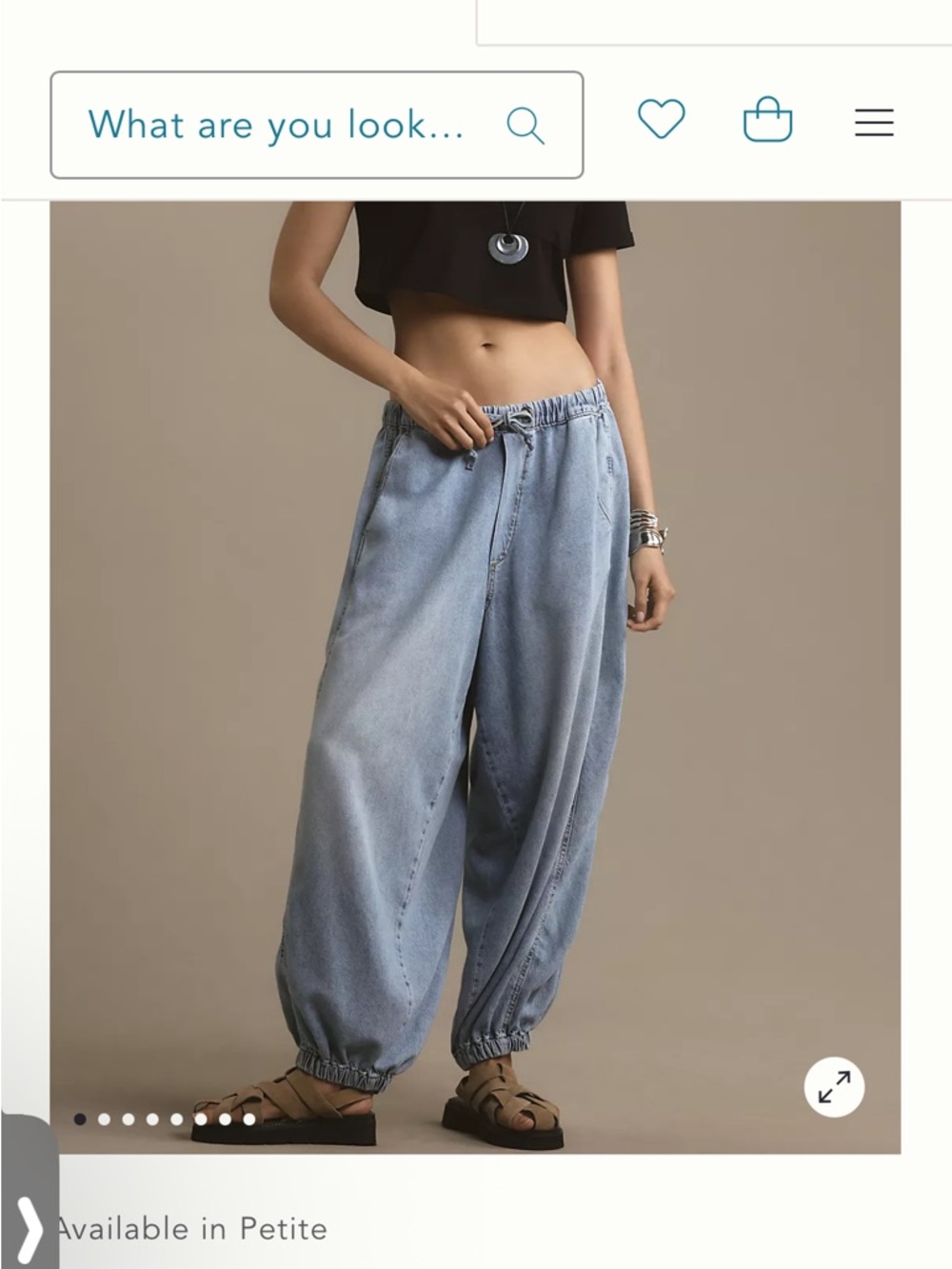 Anthropologie Pilcro Wide-Leg Drawstring Denim Pants